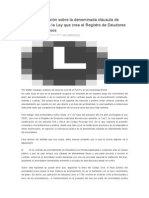 Una Breve Reflexión Sobre La Denominada Cláusula de Allanamiento en La Ley Que Crea El Registro de Deudores Judiciales Morosos