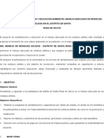 Programa de Sensibilizacion y Educacion Ambiental Manejo Adecuado de Residuos Sólidos en El Distrito de Santa