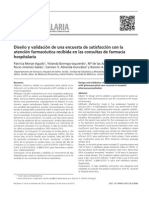 Diseño y Validación de Una Encuesta de Satisfacción Con La Atención Farmacéutica Recibida en Las Consultas de Farmacia Hospitalaria