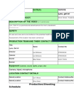 Production Shooting Schedule