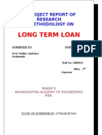 Long Term Loan: Project Report of Research & Methodology On