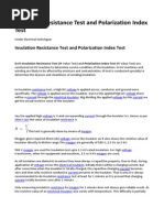 Insulation Resistance Test and Polarization Index Test