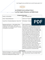 Department of Health, Exercise and Sport Sciences Sport Pedagogy Lesson Plan Template (Elementary and Middle School)