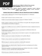 Les Adjectifs Appropriés Pour Définir Les Défauts D