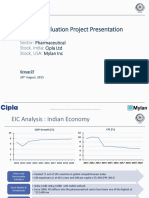 Business Valuation Project Presentation: Sector: Pharmaceutical Stock, India: Cipla LTD Stock, USA: Mylan Inc