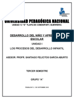 Desarrollo Del Niño y Aprendizaje Escolar Upn Tercer Semestre 5 de Septiembre 2015