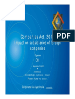 CCI Presentation The Companies Act 2013 Major Impact On Indian Subsidiaries PDF