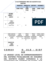 Cronograma de Actividades Mes de Agosto Ule