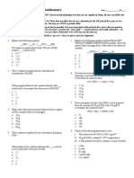 CH 3 Stoichiometry Multiple Choice