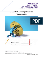 BSBFIM601A Manage Finances Trainer Assessment Guide