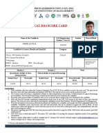 Cat 2014 Score Card: Common Admission Test (Cat) - 2014 Indian Institutes of Management