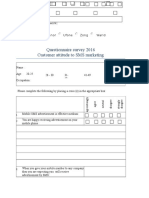 Questionnaire Survey 2016 Customer Attitude To SMS Marketing