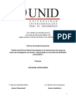 Analisis Del Informe Policial Homologado en Las Detenciones Del Cuerpo de Policía de La Delegación de Camalú Comprendidas en El Periodo Del 09-09-2015 Al 09-11-2015