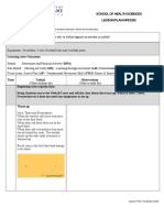 Lesson Organisation: School of Health Sciences Lesson Plan Hpe1202