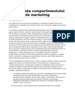 Importanța Departamentului de Marketing:argumentul