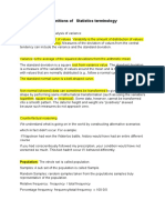 Definitions of Statistics Terminology