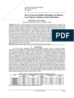 Analyzing The Effects of Sectoral Public Spending On Human Development in Nigeria: Evidence From Panel Data