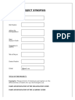 Project Synopsis Template For Mba