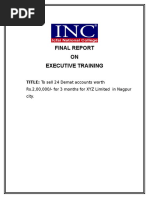 Final Report ON Executive Training: TITLE: To Sell 24 Demat Accounts Worth