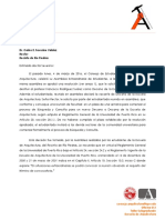 Carta CGE Dirigida Al Rector en Apoyo A Los Estudiantes de Arquitectura