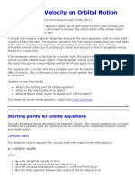 Effect of Velocity On Orbital Motion: Starting Points For Orbital Equations