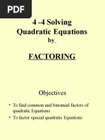 4-4 Factoring Quadratid Expressions