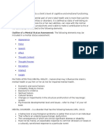 Outline of A Mental Status Assessment