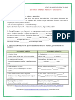 Atividades Discurso Direto e Discurso Indireto Atividades 6 Ano