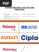 HR Policies and Practices in Tata, Ranbaxy, Cipla and Mahindra