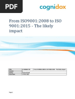 From ISO9001:2008 To ISO 9001:2015 - The Likely Impact