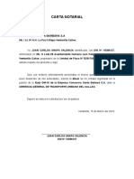 Carta Notarial Dar de Baja A Una Ruta de Transporte