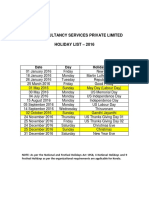 ZH Holidays List 2016dca