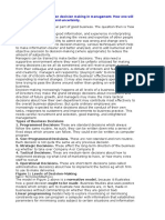 Question 1: Write A Note On Decision Making in Management. How One Will Take Decision Under Risk and Uncertainty