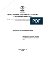 Plano de Trabalho - Estagio Laboratório de Usinagem/soldagem