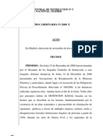 AUTO S. 53.08 de Baltasar Garzón Por Los Crímenes Contra La Humanidad Durante La Dictadura Franquista