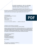 Artition Complaint (Sample) - Re Co-Owner Dispute and Forced Sale of Real Estate