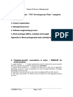 Sample Contents: "SW Development Plan" Template: CA305 Project & Process Management