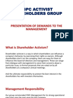 PSPC Activist Shareholders Group: Presentation of Demands To The Management