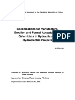 DLT 5019-94 Specification For Manufacture-Erection and Formal Acceptance of Gate Hoist in Hydraulic and Hydroelectric Projects