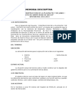 Memoria Descriptiva Proyecto: "Construccion de La Plazoleta 7 de Junio - Distrito de Santa Rosa de Sacco"