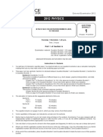 2012 Physics Examination Paper