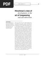 Hirschman's View of Art of Trespassing: Development, or The and Self-Subversion