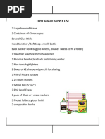 First Grade Supply List