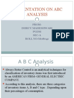 Presentation On Abc Analysis: From-Dhruv Maheshwari PGDM Sec-A ROLL NO-M08041