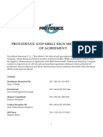 Providence and Shell Sign Memorandum of Agreement: Embargo 7am 7 February 2011