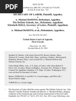 Secretary of Labor v. A. Michael Desisto, The Desisto Schools, Inc., Elizabeth Dole, Secretary of Labor v. A. Michael Desisto, 929 F.2d 789, 1st Cir. (1991)