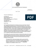 Texas HHS Letter To US Bureau Population Refugees Migration