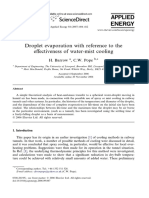 Droplet Evaporation With Reference To The Effectiveness of Water Mist Cooling