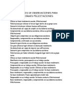 Ejemplos de Observaciones para Informes Felicitaciones