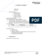 Ojt Final Report Table of Contents